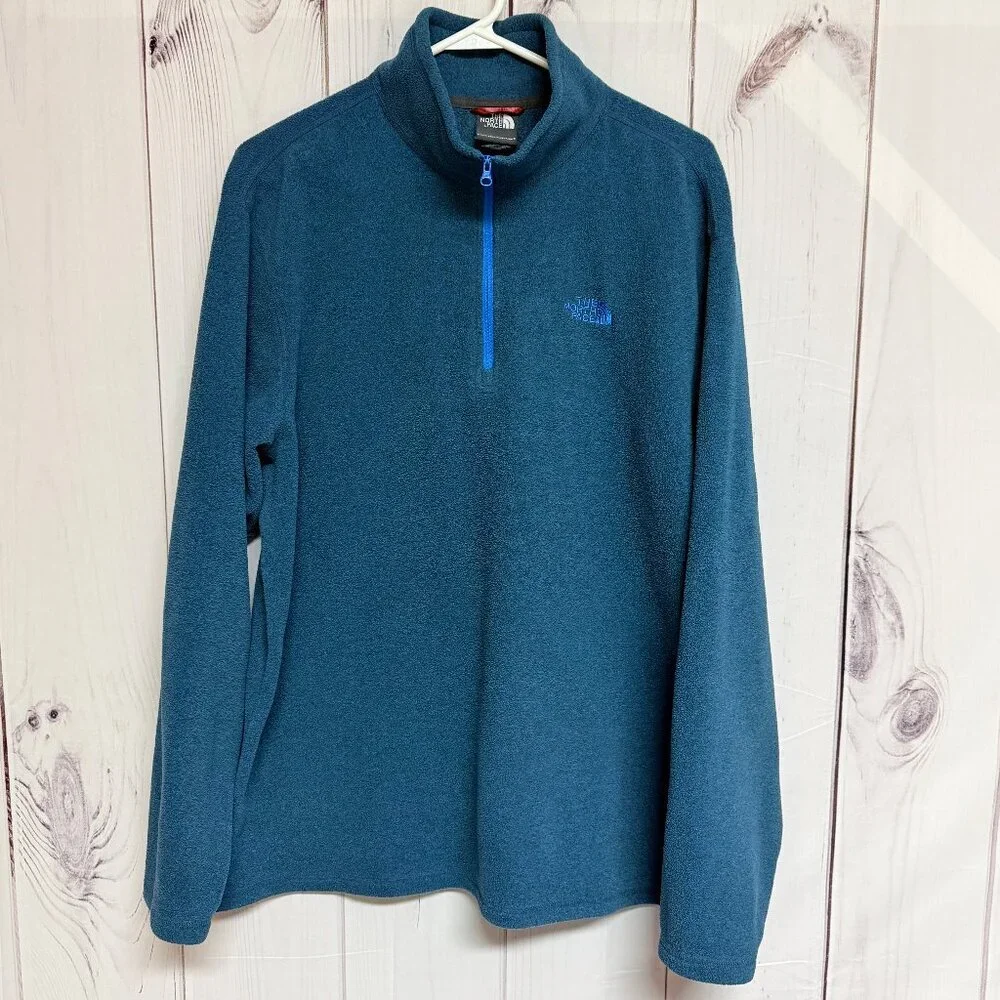 The North Face‎ Men’s 1/4 Zip Fleece Pullover Large Blue Heather EUC